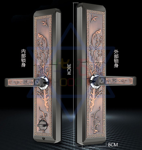 华拓智能指纹锁喜上眉梢中式风格浮雕花纹吉祥稳重华贵
