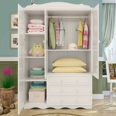 HOOOT 儿童衣柜实木简易组装柜子现代简约家用卧室木质收纳欧式大衣橱柜